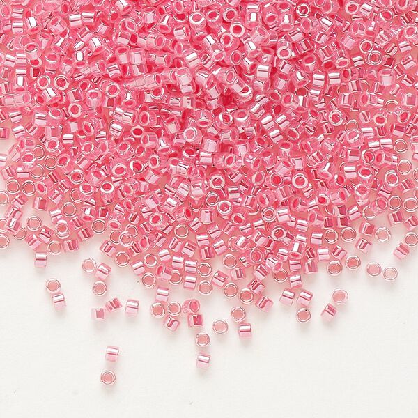 Seed bead, Delica&reg;, glass, pkg/50g, #11 round, opaque inside dyed color luster carnation pink (DB-0236). image number 0