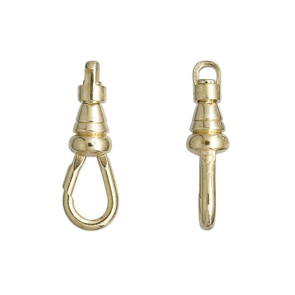 Clasp swivel 1pkg100 gold-plated, 22x8mm clip, brass / steel 1-strand image number 0