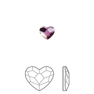 Flat back 144pk fuchsia foil back, Crystal Passions&reg; hotfix rhinestone 3.6mm heart 2808
