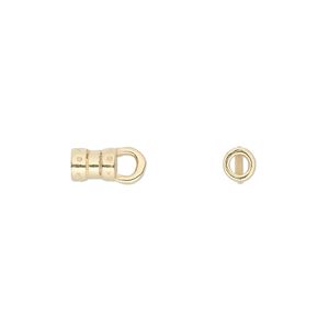Crimp end 1pkg2 gold-plated pewter, 6x4mm tube / loop / 2.5mm inside diameter, JBB Findings