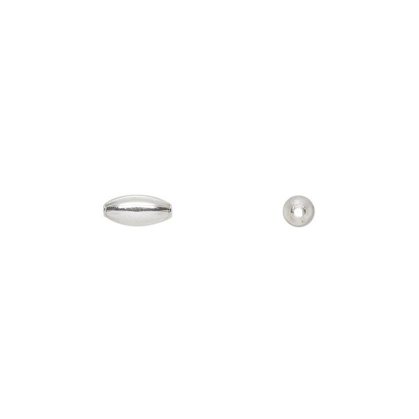 Bead 1pkg100 sterling silver, 7x3mm oval image number 0