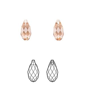 Briolette 2pk rose peach, Crystal Passions&reg; 11x5.5mm pendant drop 6010