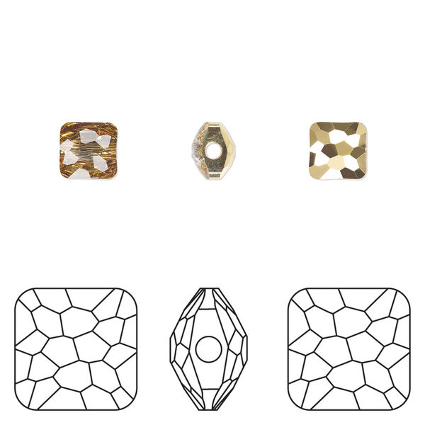 Bead 1pkg288 crystal aurum, Swarovski&reg;, 6mm puffed square 5035 image number 0