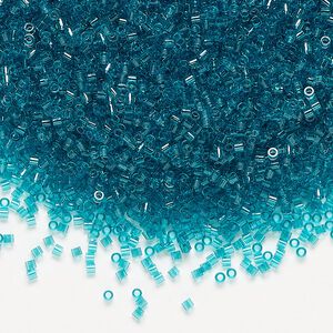 Seed bead, Delica&reg;, glass, pkg/250g, #15 round, transparent teal (DBS-1108).