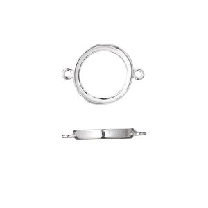 Link, fine silver, 13mm open-back round with 12mm round bezel cup setting. Sold per pkg of 2.
