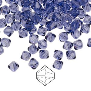 Bead 24pk tanzanite, Preciosa Czech crystal 5mm bicone