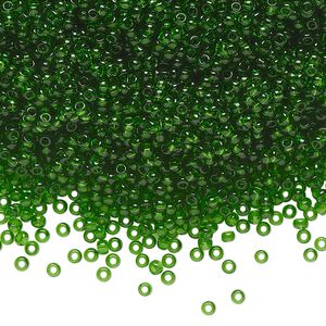 Seed bead, Preciosa Ornela Czech glass, pkg/50g, #11 rocaille, transparent green, (50120).