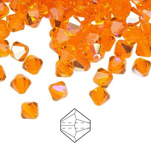 Bead 144pk sun AB, Preciosa Czech crystal 6mm bicone