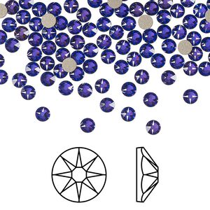 Flat back 1440pk crystal heliotrope foil back, Swarovski&reg; 3-3.2mm rose round SS12 2088