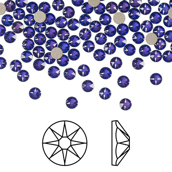 Flat back 1440pk crystal heliotrope foil back, Swarovski&reg; 3-3.2mm rose round SS12 2088 image number 0