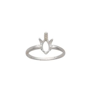Ring, Sure-Set&trade;, sterling silver, 10x5mm 6-prong marquise basket setting, size 6. Sold individually.
