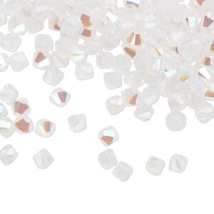 Bead 1440pk white opal shimmer, Swarovski&reg; 4mm XILION bicone 5328