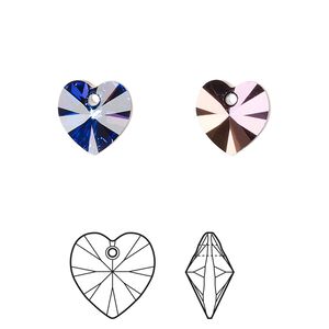 Drop 288pk crystal heliotrope, Swarovski&reg; 10mm pendant heart 6228