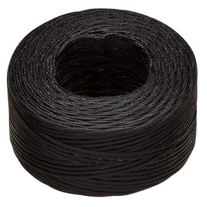 Thread, Hemptique&reg;, polyester, pkg/50 yards, black, 0.8mm braided flat.