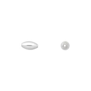 Bead 1pkg100 silver-plated, 8x4mm oval, brass