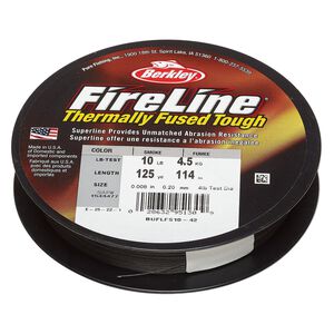 Thread, Berkley&reg; FireLine&reg;, high-modulus polyethylene, 8-fiber braid, smoke, 0.20mm diameter, 10-pound test. Sold per 125-yard spool.