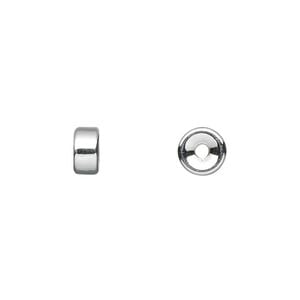 Bead 1pkg4 sterling silver, 7x3.5mm flat rondelle
