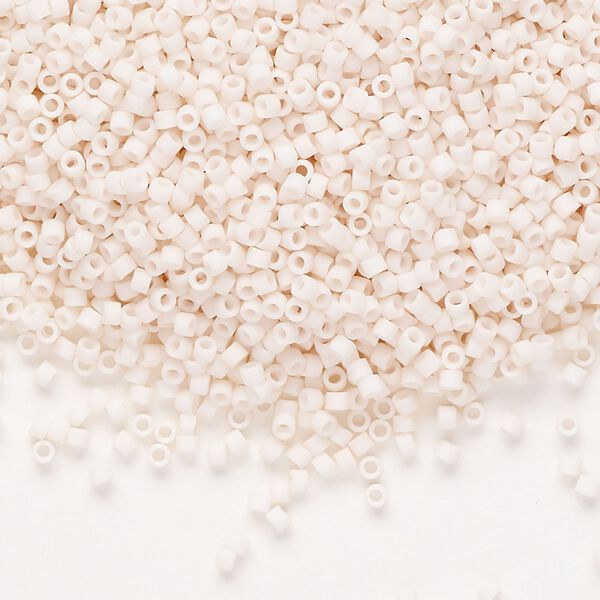 Seed bead, Delica&reg;, glass, pkg/7.5g, #11 round, opaque matte bisque white (DB-1510-1). image number 0