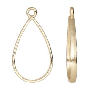 Focal, gold-finished "pewter" (zinc-based alloy), 33x21mm open teardrop. Sold per pkg of 2.