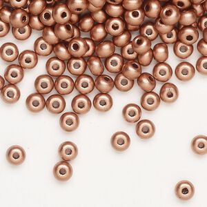 Seed bead, Preciosa Ornela, glass, opaque metallic soft copper, #6 rocaille. Sold per 500-gram pkg.