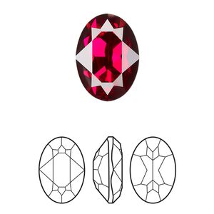 Fancy stone 48pk scarlet foil back, Swarovski&reg; 18x13mm oval 4120