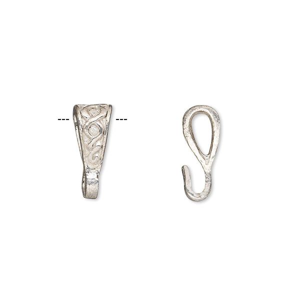 Bail 1pkg4 brass, 14x6mm Celtic knot design, silver plate image number 0