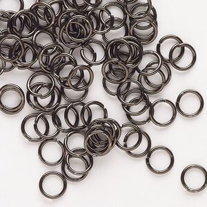 Jump ring 1pkg80 steel, 6mm round, 21 gauge / 4.4mm inside diameter / brown