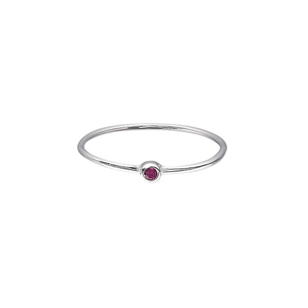 Ring, Create Compliments&reg;, cubic zirconia and sterling silver, ruby red, 3mm wide, size 9. Sold individually. image number 0