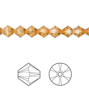 Bead 1pkg144 dark orange (HICT), Crystal Passions&reg; 6mm bicone 5328