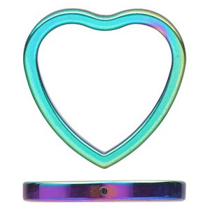 Hemalyke&trade; 1pkg2, electroplated vertically-drilled double-sided open heart focal 34x34mm