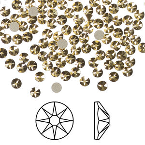 Flat back 1pkg144 crystal aurum foil back, Crystal Passions&reg; 3-3.2mm rose round SS12 2088