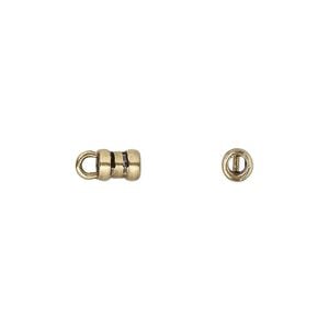 Crimp end 1pkg2 brass, 6.5x4mm tube / loop / 2.5mm inside diameter, antiqued