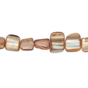 Mother-of-pearl shell 1pkg1, pebble bead 15 inch pale chili pepper small to large