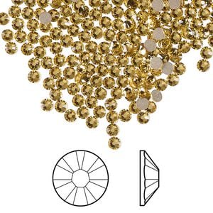 Flat back 144pk dark jonquil foil back, Crystal Passions&reg; Regenerated 2.5-2.7mm round SS9 2058
