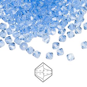 Bead 144pk light sapphire, Preciosa Czech crystal 4mm bicone