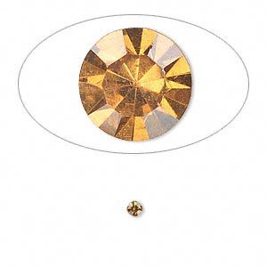 Chaton, glass rhinestone, amber yellow, foil back, 2.4-2.5mm faceted round, PP18. Sold per pkg of 72.