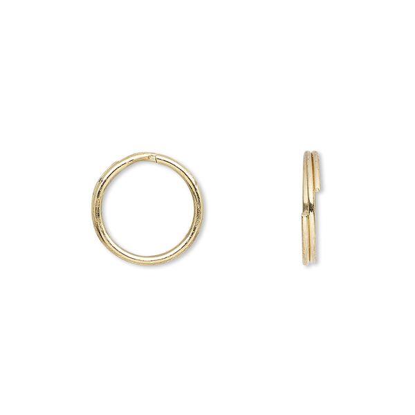 Split ring 1pkg1000 gold-finished, 12mm round, 10.4mm inside diameter / steel image number 0