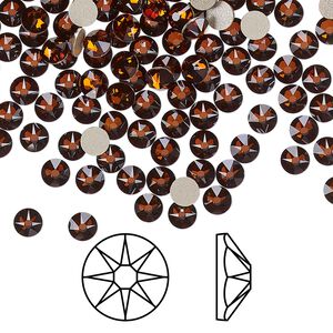Flat back 144pk smoked amber foil back, Crystal Passions&reg; 3.8-4mm rose round SS16 2088