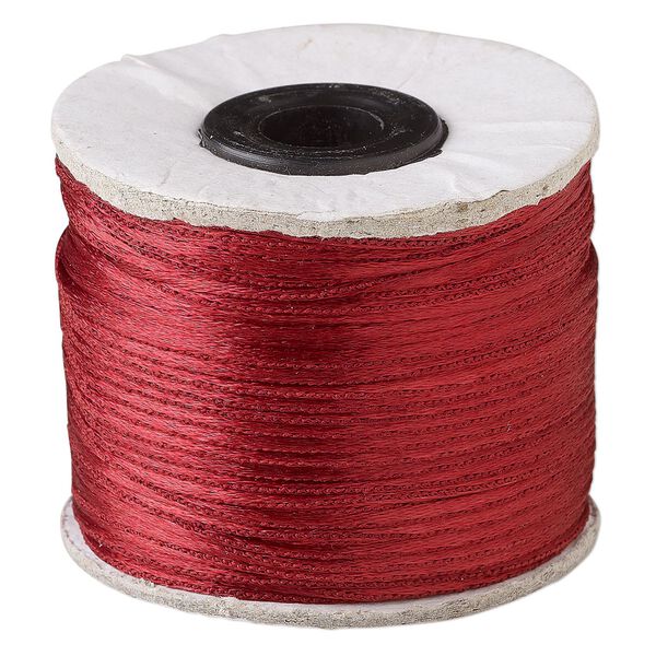 Cord, Satinique&trade;, satin, maroon, 1mm. Sold per 200-foot spool. image number 0