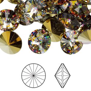 Chaton 2pk crystal peacock eye, Crystal Passions&reg; 12mm rivoli 1122