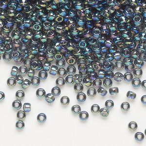 Seed bead, Miyuki, glass, pkg/250g, #8 rocaille, translucent rainbow grey (RR-249).