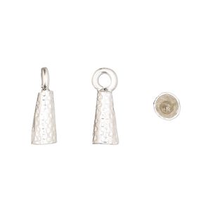 Cone 1pkg1 sterling silver, 11x6mm notched / loop / 4mm inside diameter, Hill Tribes