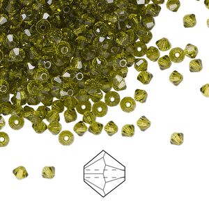 Bead 48pk olivine, Preciosa Czech crystal 3mm bicone