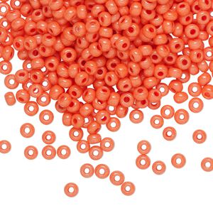 Seed bead, Preciosa Ornela Czech glass, pkg/50g, #8 rocaille, opaque terra intensive dyed orange chalkwhite, (16A91).