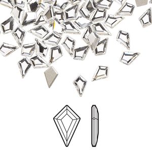 Flat back 288pk crystal foil back, Swarovski&reg; 6.4x4.2mm kite 2771