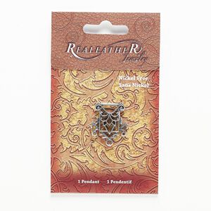 Drop, antiqued silver-finished "pewter" (zinc-based alloy), 25x25mm double-sided fancy rectangle with 3 loops. Sold individually.
