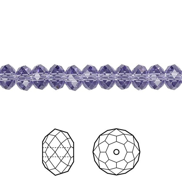 Bead 360pk tanzanite, Swarovski&reg; 6x4mm rondelle 5040 image number 0