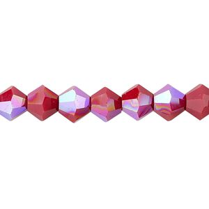 Bead 1pk opaque red AB, Celestial Crystal&reg; 8mm bicone 15.5-16 inch