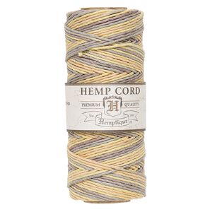 Cord, Hemptique&reg;, polished hemp, variegated harvest, 1mm diameter, 20-pound test. Sold per 205-foot spool.