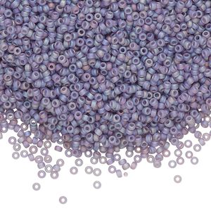 Seed bead, Miyuki, glass, pkg/250g, #15 rocaille, translucent matte rainbow light amethyst, (RR-157FR).